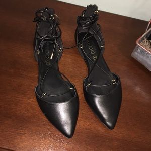 Black Aldo Lace Up Flats 🖤